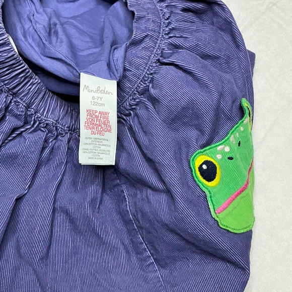 Mini Boden Kids Skirt Set 2 Purple Frog Denim Stars Hearts Drawstring Size 6-8Y - Picture 9 of 10